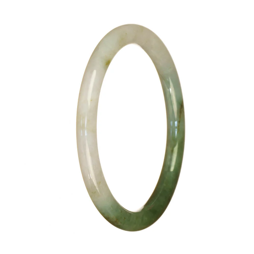 Certified Grade A White and Green Burma Jade Bangle - 60mm Petite Round - Image 2