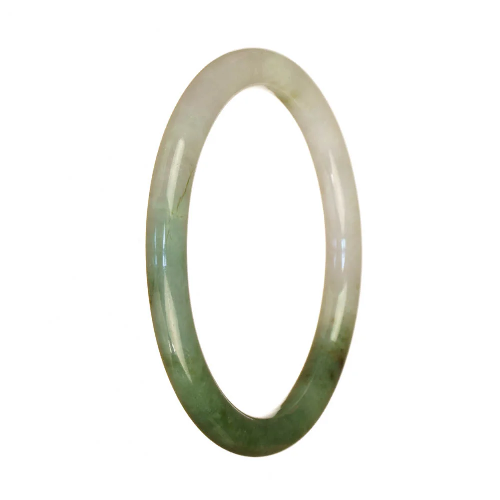 Certified Grade A White and Green Burma Jade Bangle - 60mm Petite Round - Image 3