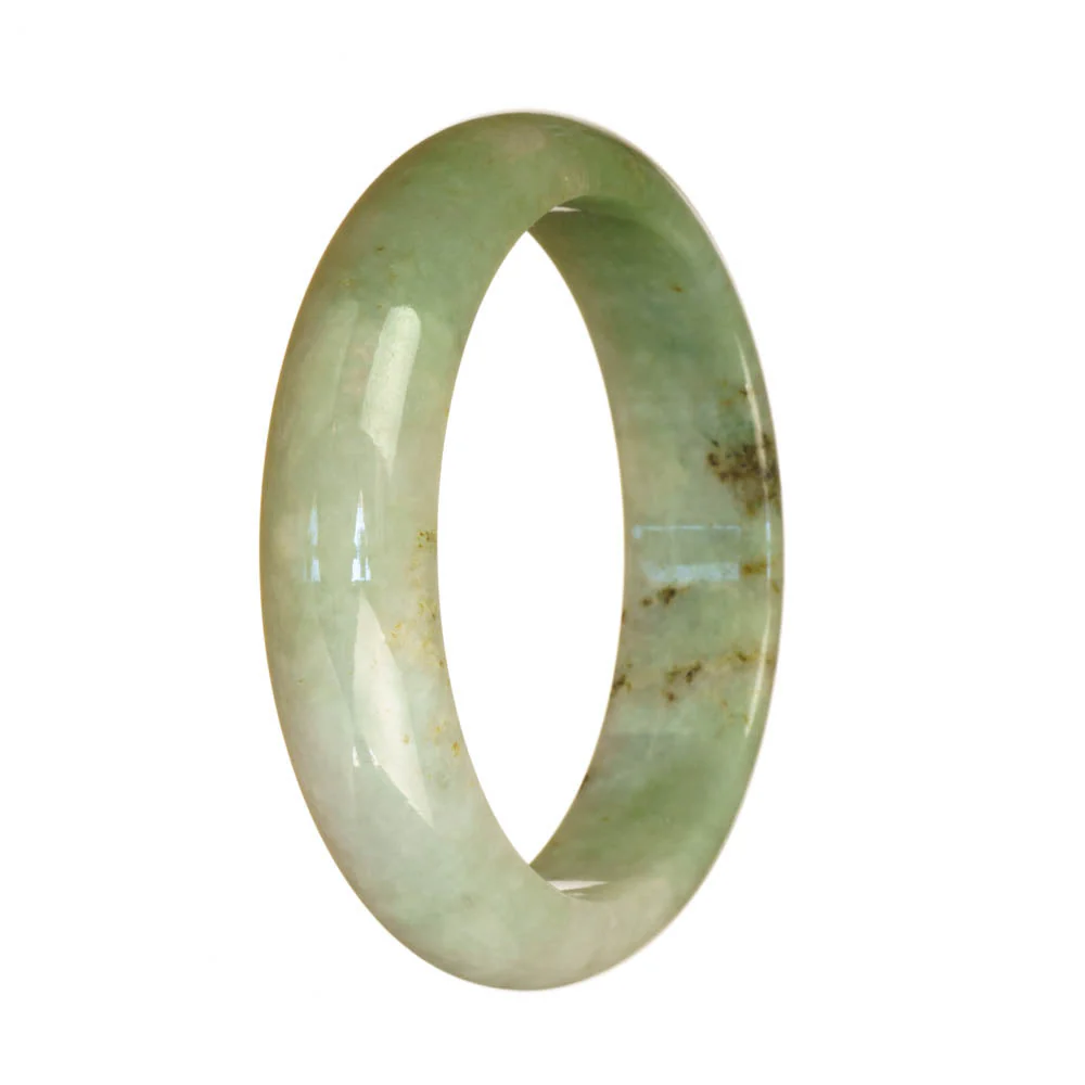 Real Untreated Green and White Pattern Burma Jade Bracelet - 57mm Half Moon - Image 2