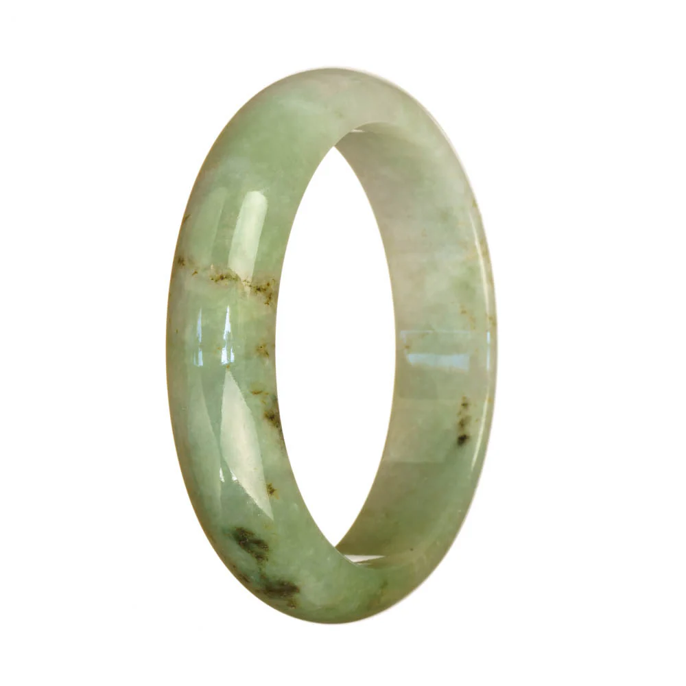 Real Untreated Green and White Pattern Burma Jade Bracelet - 57mm Half Moon - Image 3