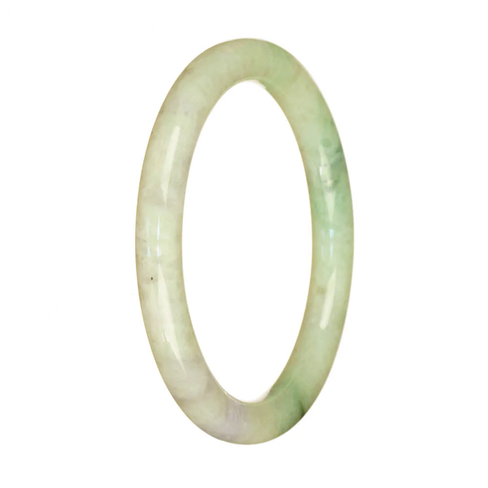 Genuine Grade A Light Green with Lavender Jadeite Jade Bangle Bracelet - 59mm Petite Round - Image 2
