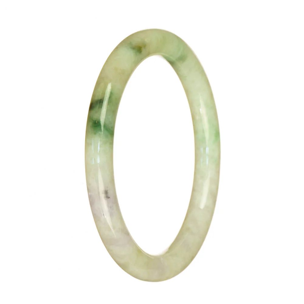 Genuine Grade A Light Green with Lavender Jadeite Jade Bangle Bracelet - 59mm Petite Round - Image 3