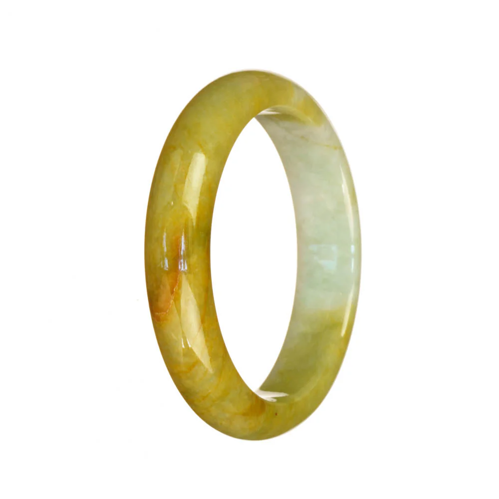 Authentic Untreated Green with Brown Jadeite Jade Bangle Bracelet - 53mm Half Moon
