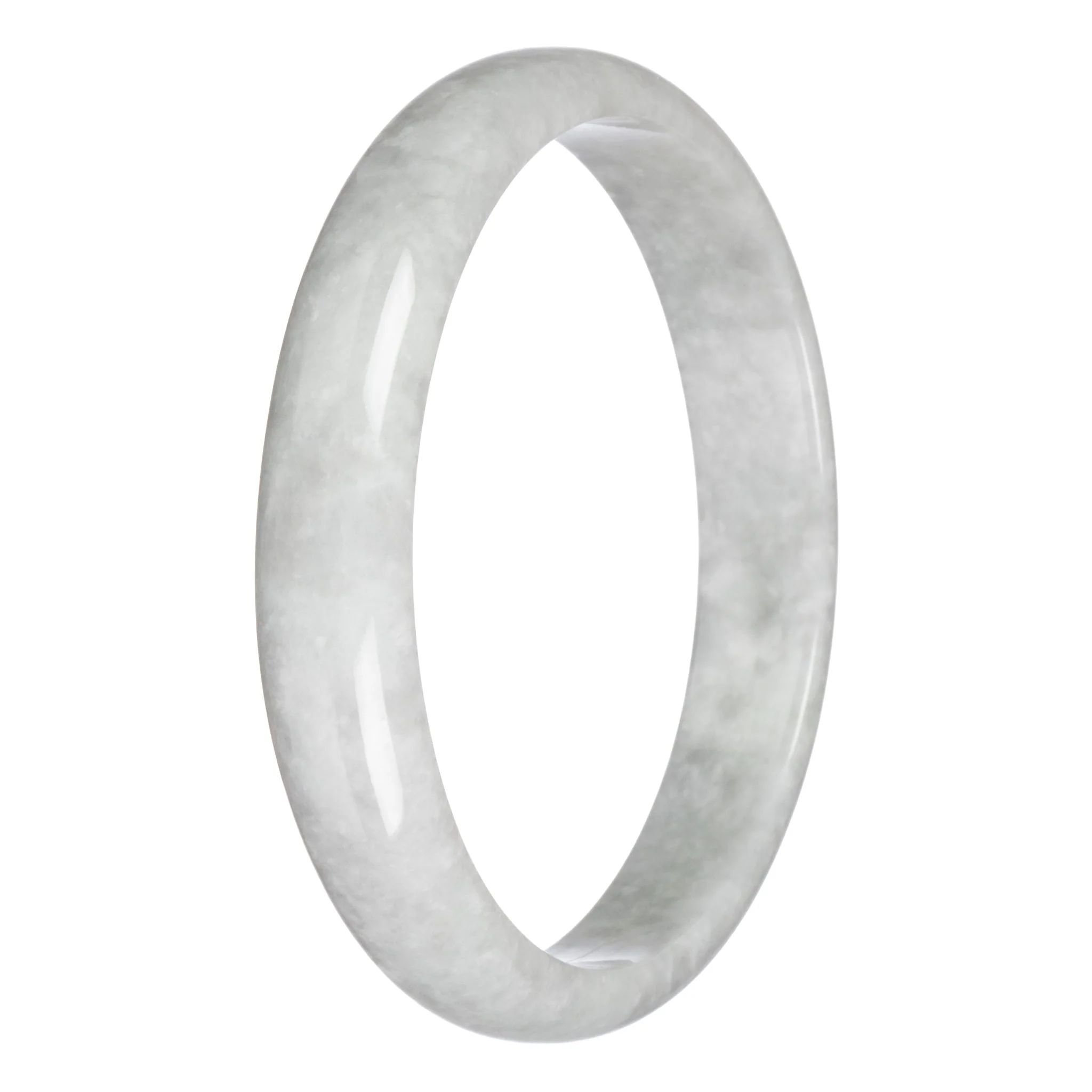 Certified Type A Greyish White Jadeite Bracelet - 83mm Half Moon - Image 5