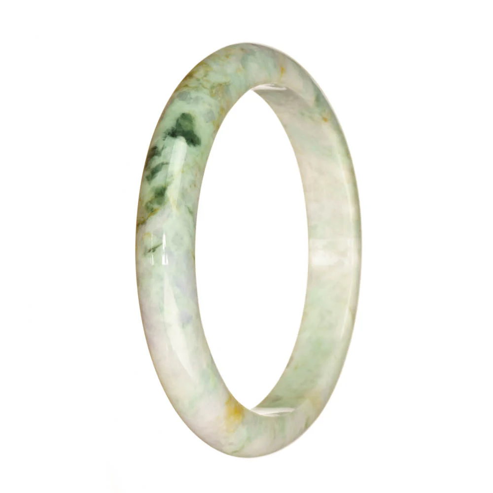 Genuine Grade A Pale Green with Green Pattern Jadeite Bracelet - 67mm Half Moon