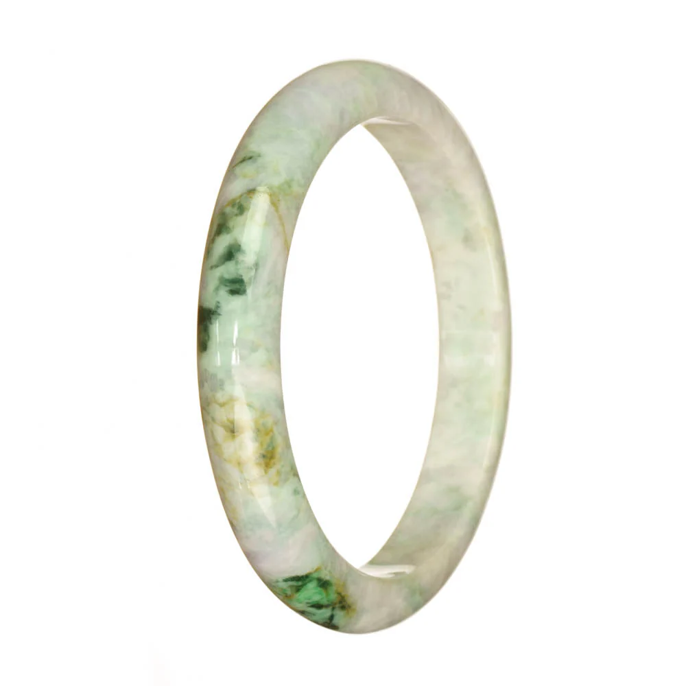 Genuine Grade A Pale Green with Green Pattern Jadeite Bracelet - 67mm Half Moon - Image 2