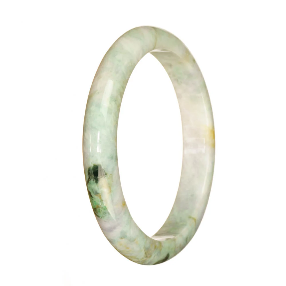 Genuine Grade A Pale Green with Green Pattern Jadeite Bracelet - 67mm Half Moon - Image 3