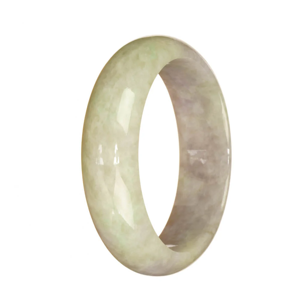 Genuine Natural Light Green and Lavender Jadeite Bangle - 62mm Half Moon - Image 2