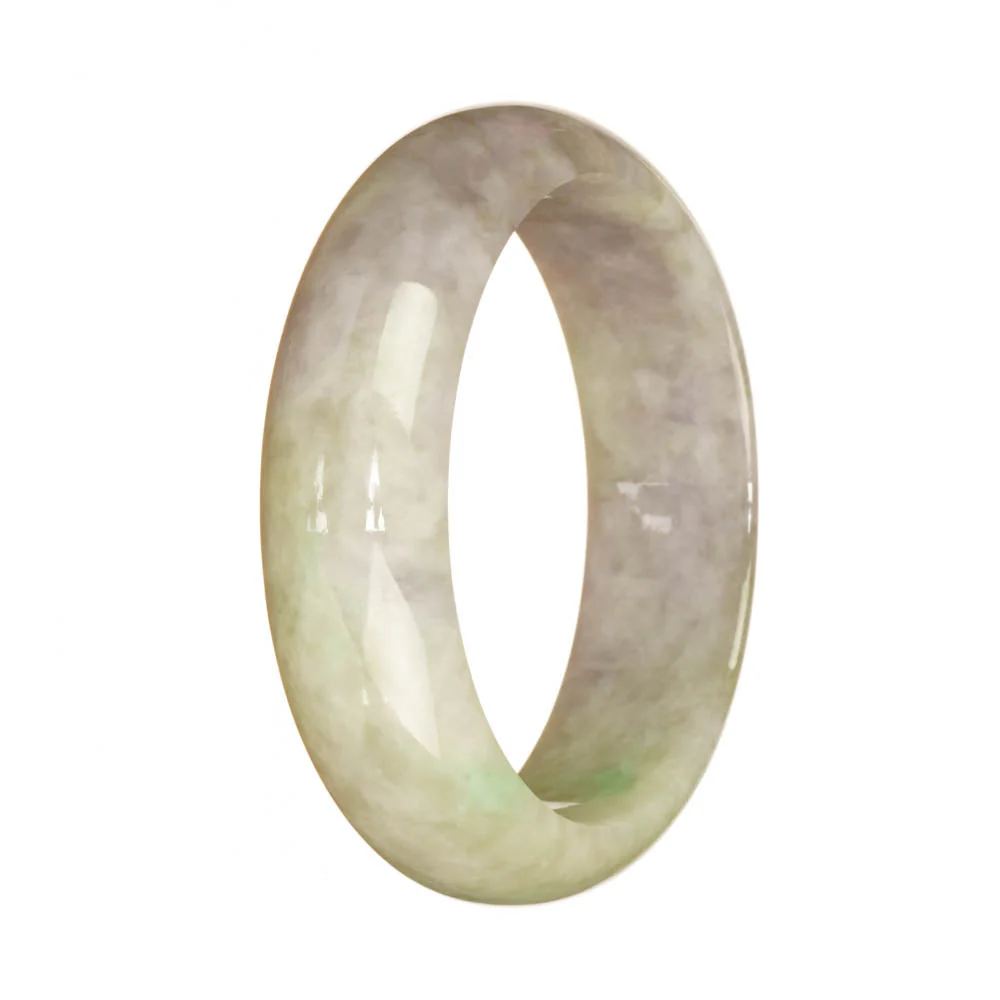 Genuine Natural Light Green and Lavender Jadeite Bangle - 62mm Half Moon - Image 3