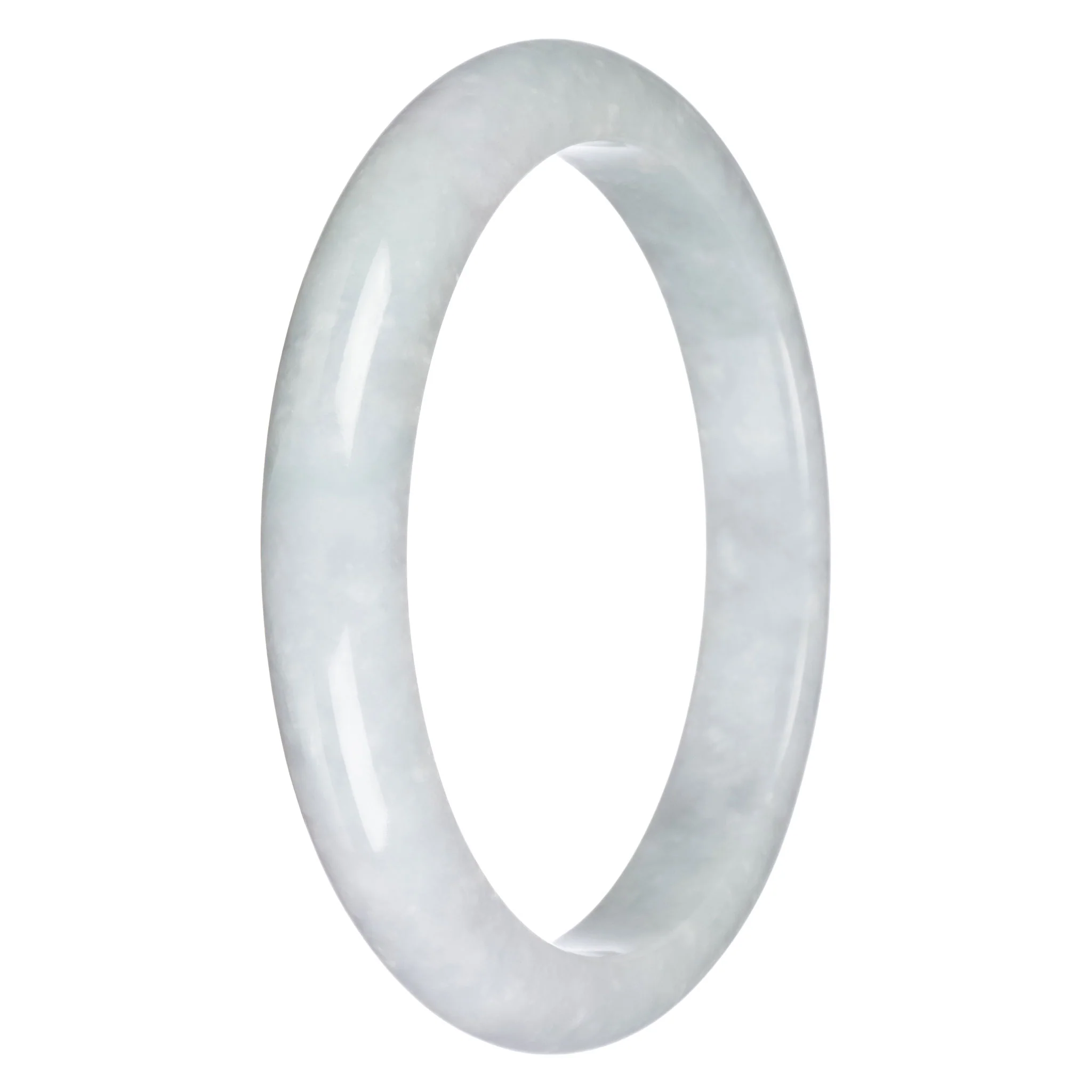 Real Type A Pale Green Burma Jade Bangle Bracelet - 78mm Half Moon - Image 2