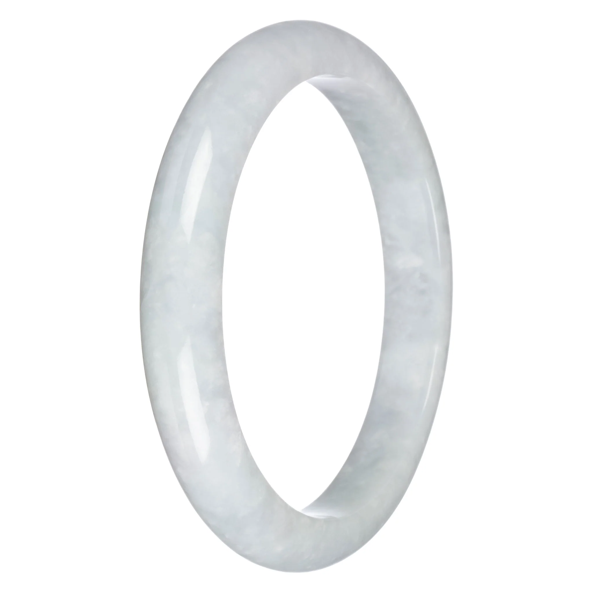 Real Type A Pale Green Burma Jade Bangle Bracelet - 78mm Half Moon - Image 3