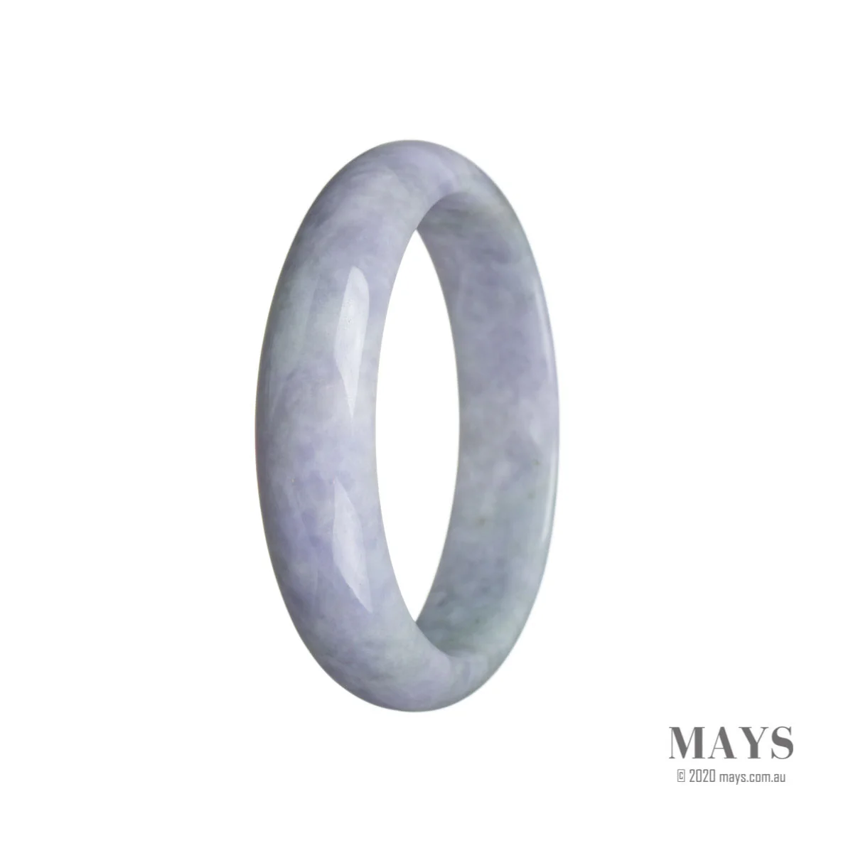 Genuine Grade A Lavender Jade Bangle - 57mm Half Moon - Image 3