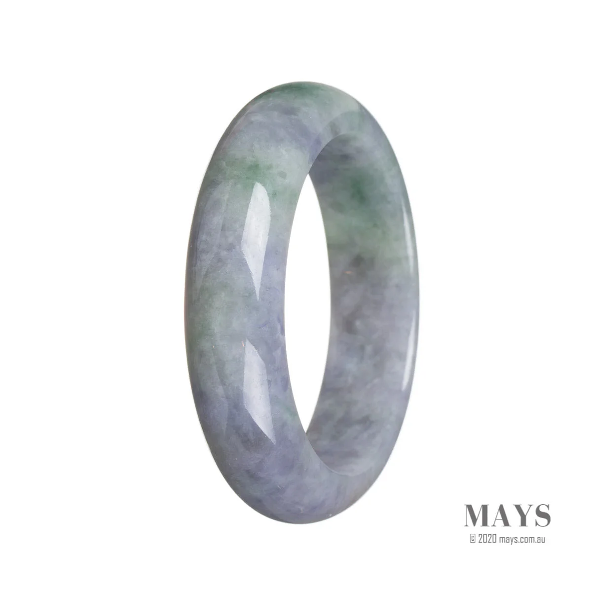 Real Grade A Lavender with green Jadeite Bracelet - 55mm Half Moon - Image 3