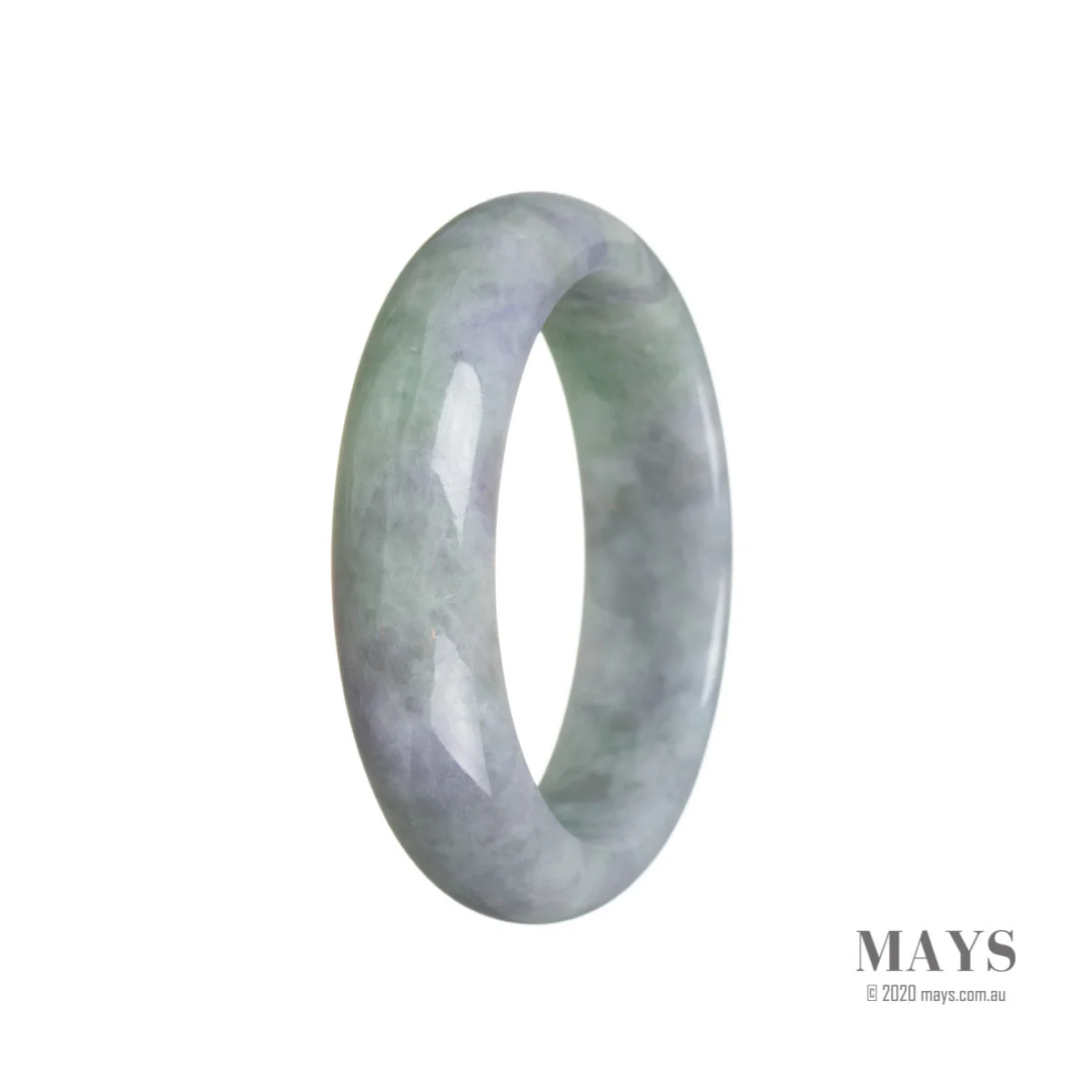 Authentic Grade A Lavender and Green Jadeite Bangle - 55mm Half Moon