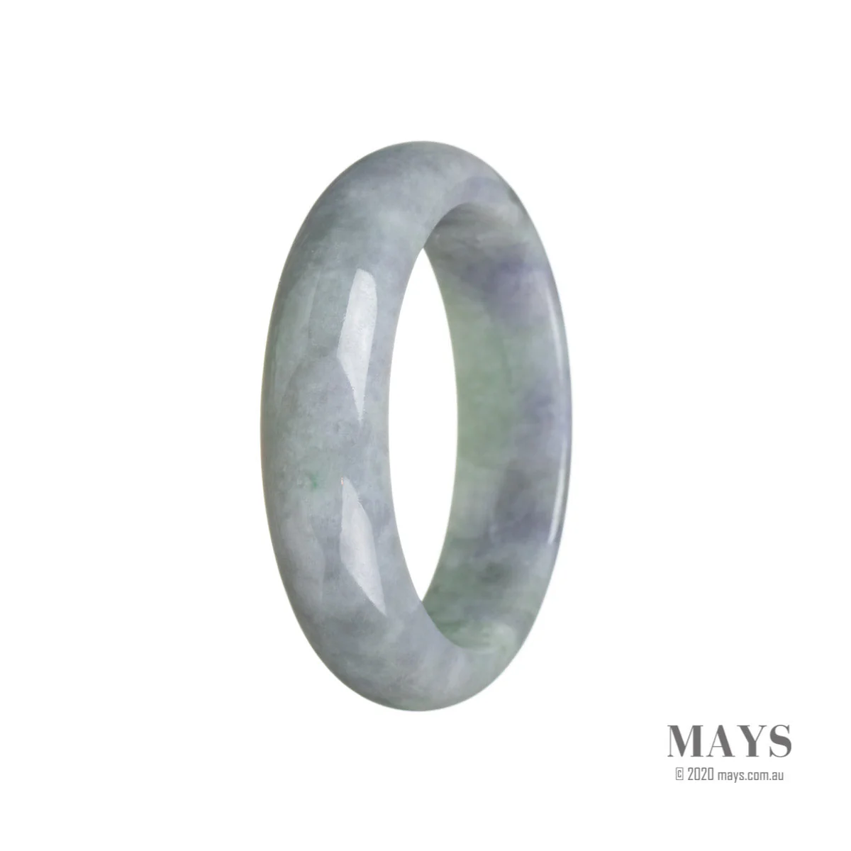Authentic Grade A Lavender and Green Jadeite Bangle - 55mm Half Moon - Image 2