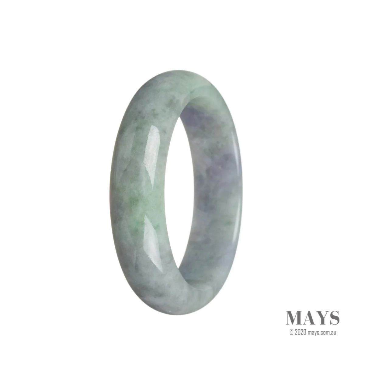 Authentic Grade A Lavender and Green Jadeite Bangle - 55mm Half Moon - Image 3