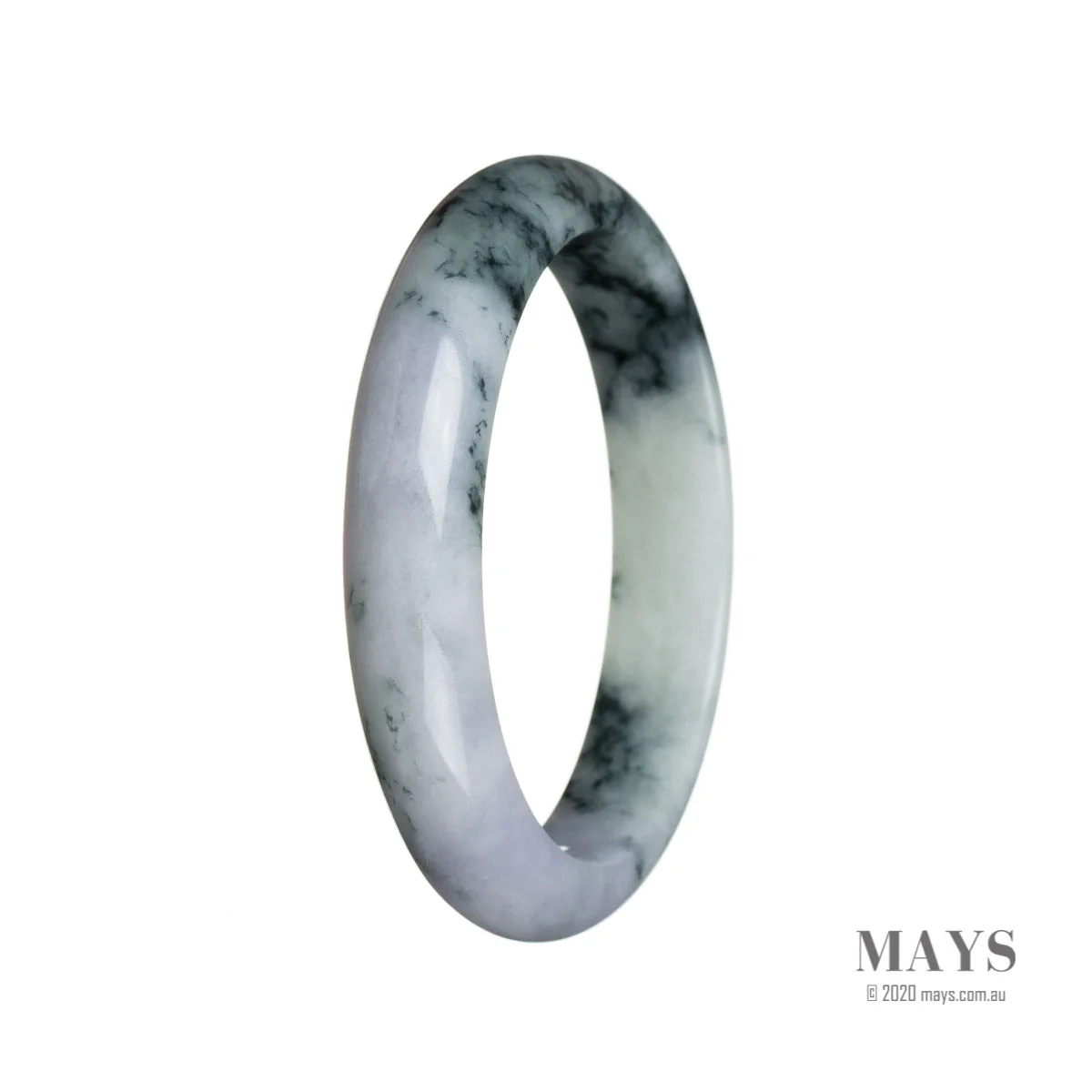 Authentic Untreated Lavender flower Jade Bangle - 55mm Semi Round