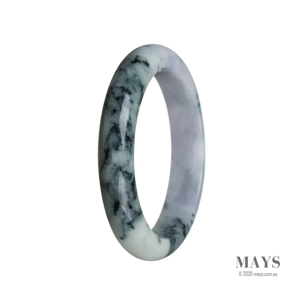 Authentic Untreated Lavender flower Jade Bangle - 55mm Semi Round - Image 2