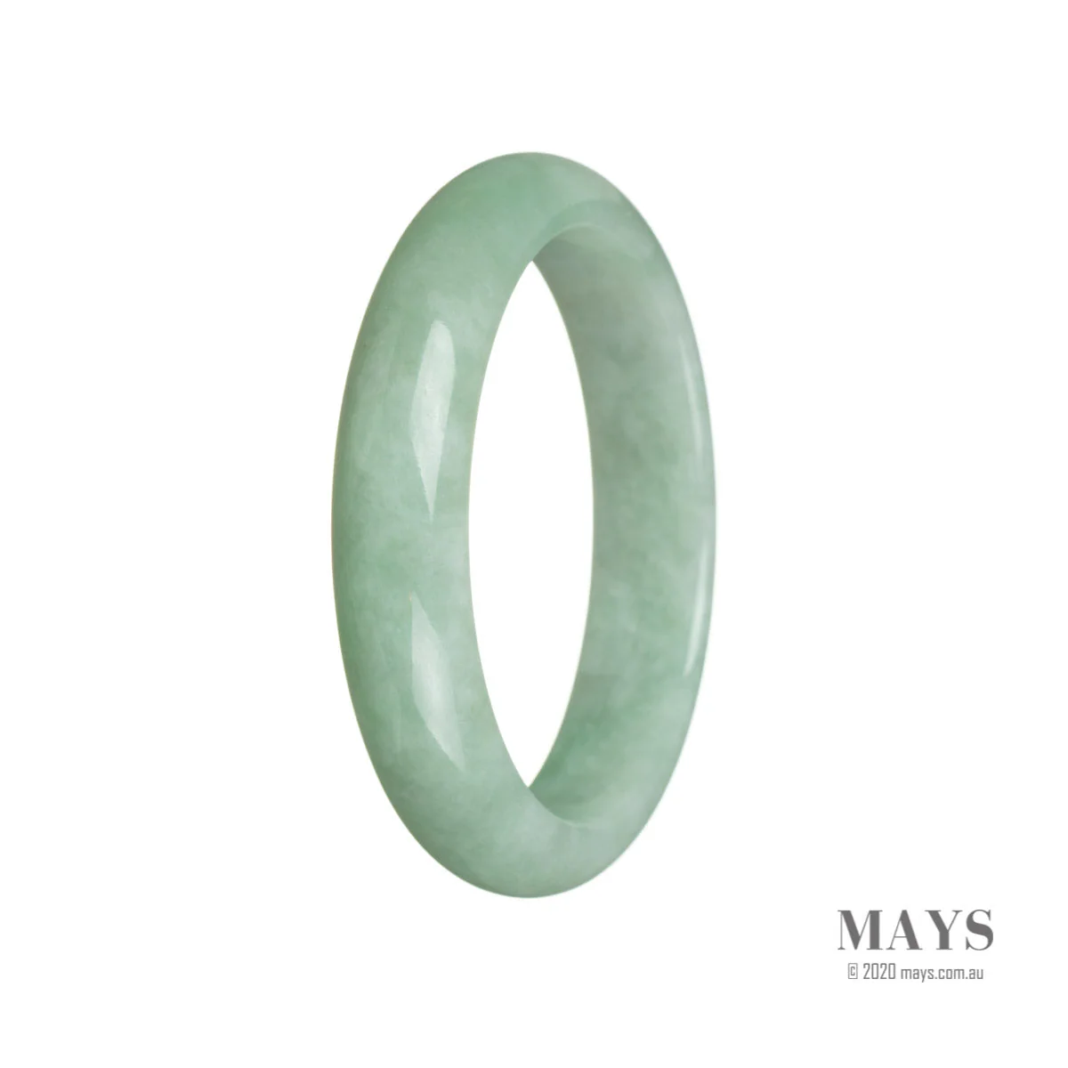 Genuine Grade A Light green Jadeite Jade Bangle Bracelet - 59mm Half Moon - Image 3