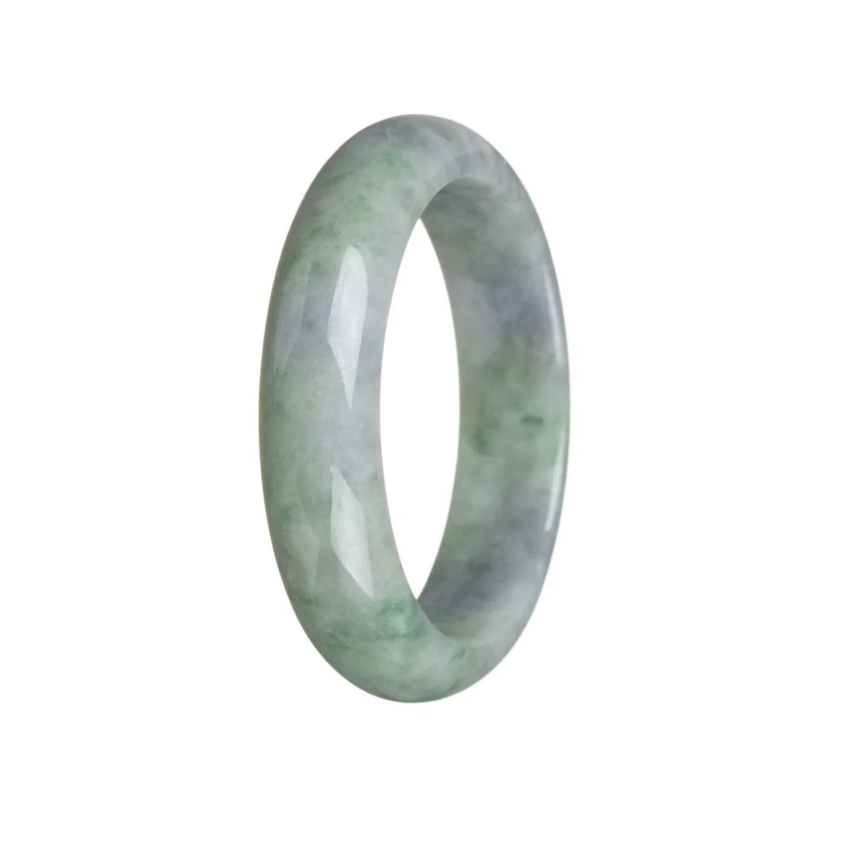 Certified Grade A Green and Lavender Jadeite Bangle Bracelet - 57mm Half Moon