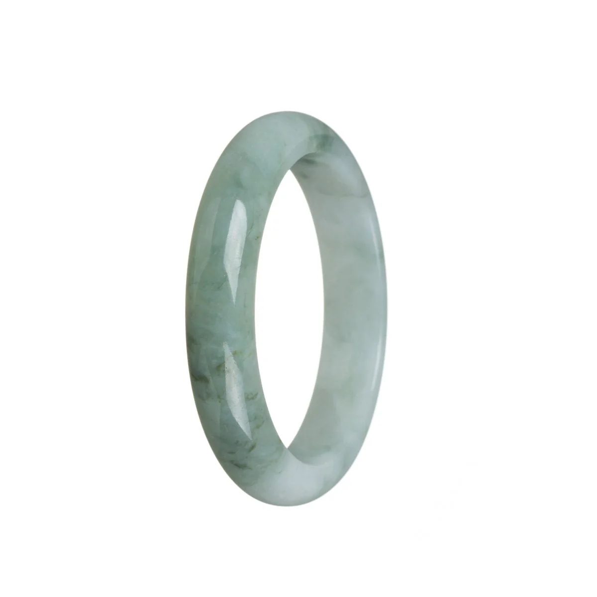 Real Untreated Greyish green Jadeite Jade Bracelet - 55mm Semi Round