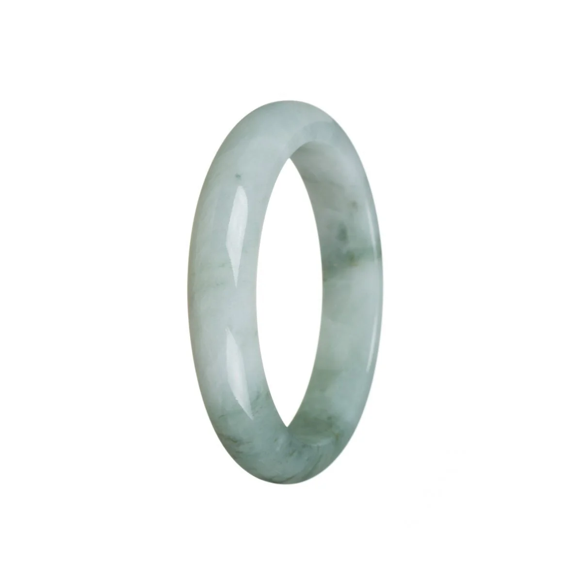 Real Untreated Greyish green Jadeite Jade Bracelet - 55mm Semi Round - Image 2