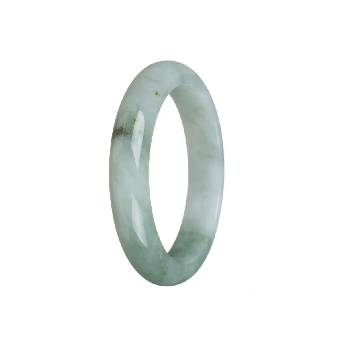 Real Untreated Greyish green Jadeite Jade Bracelet - 55mm Semi Round - Image 3