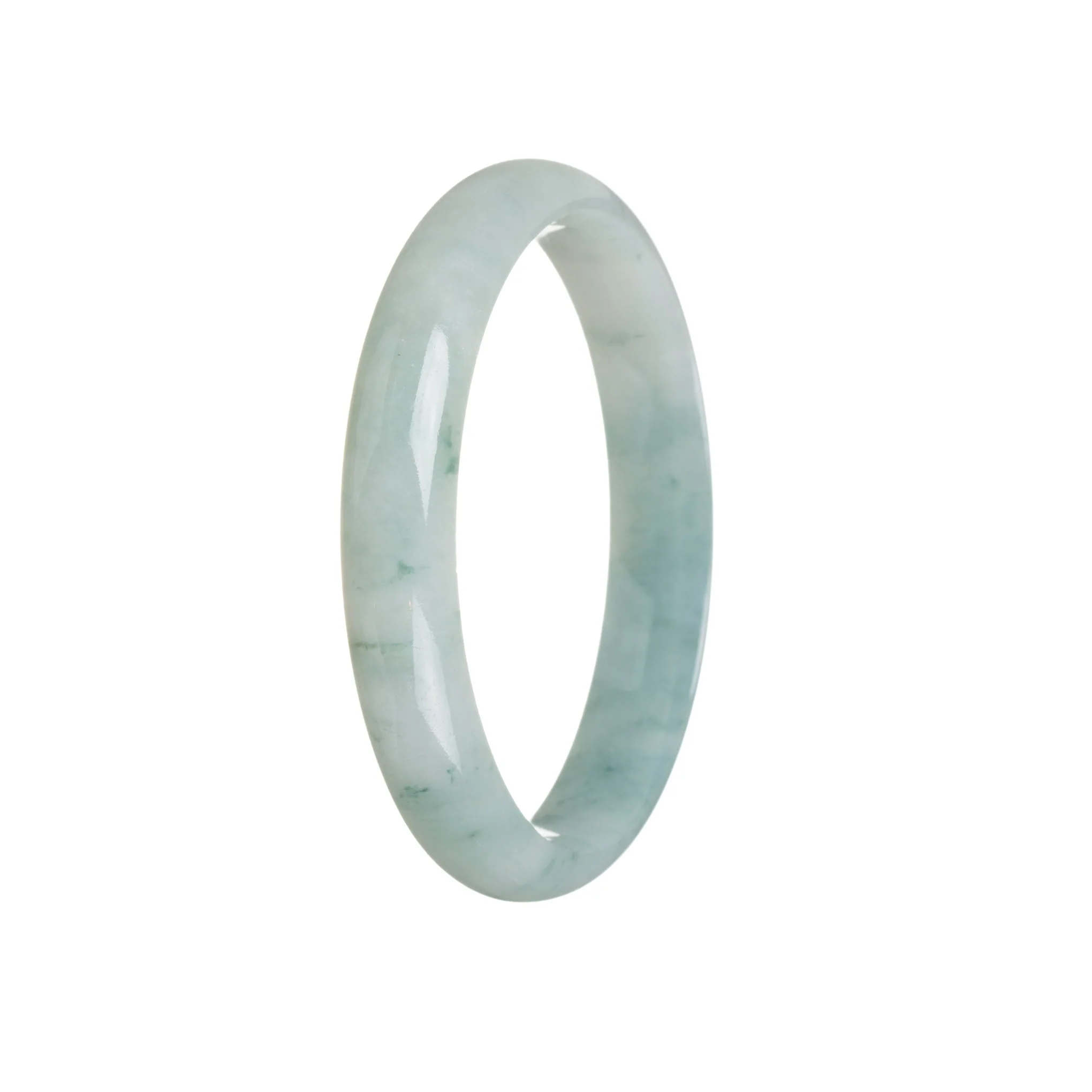 Certified Untreated Green Flower Burma Jade Bangle Bracelet - 55mm Half Moon - Image 3
