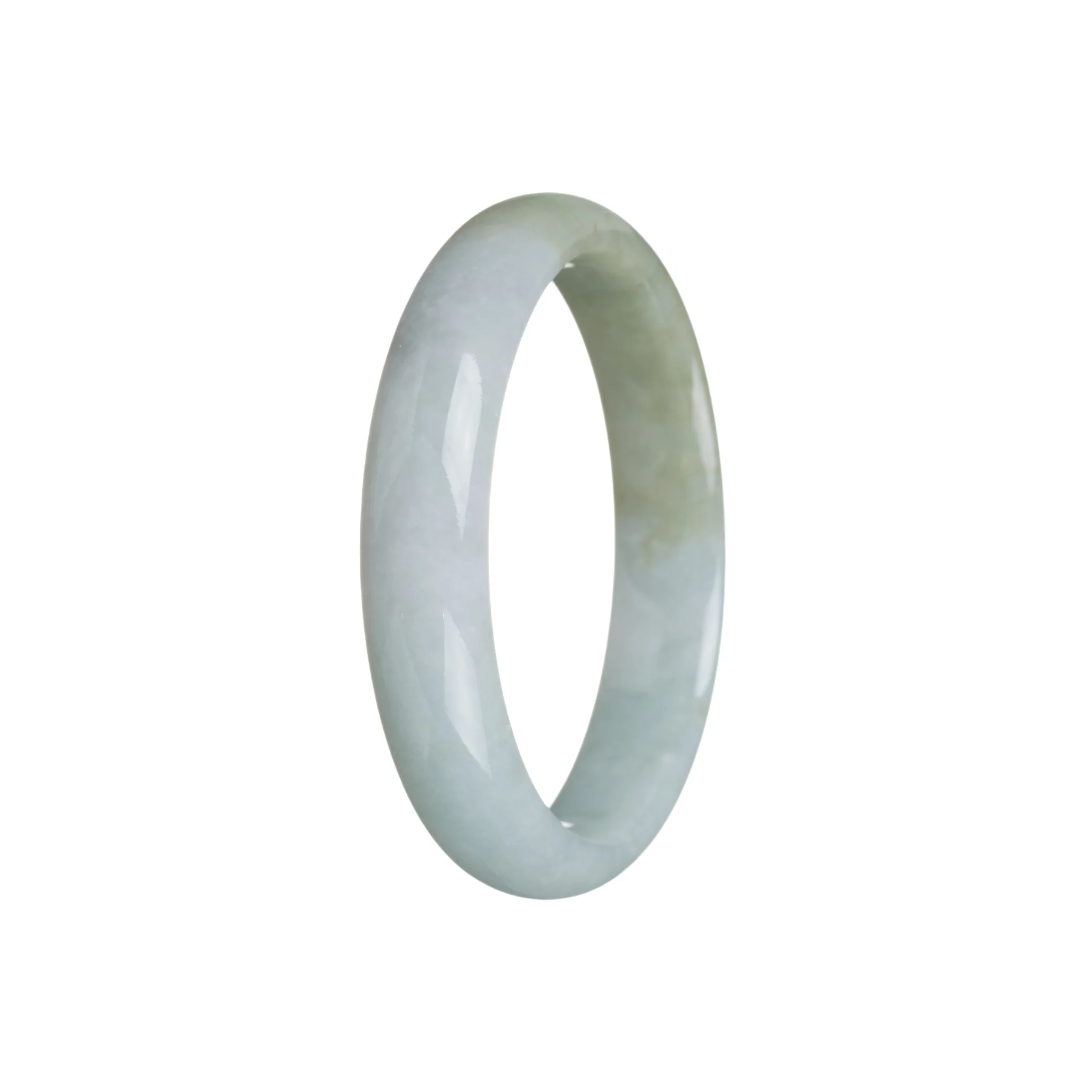 Certified Untreated Light green with olive green Burma Jade Bangle Bracelet - 56mm Half Moon - Image 2