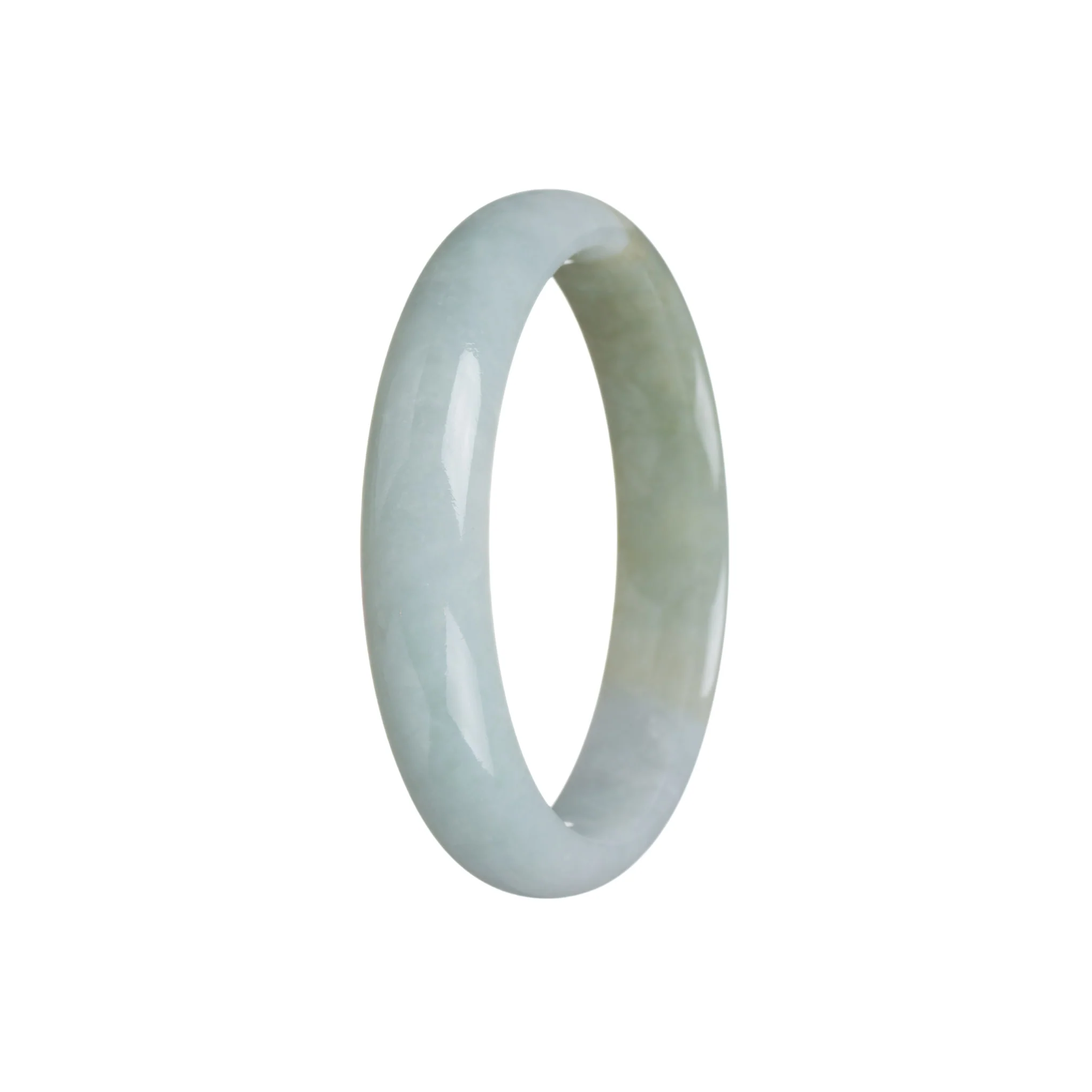 Certified Untreated Light green with olive green Burma Jade Bangle Bracelet - 56mm Half Moon - Image 3