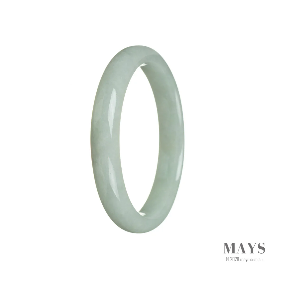 Real Untreated Light green Jade Bracelet - 57mm Semi Round