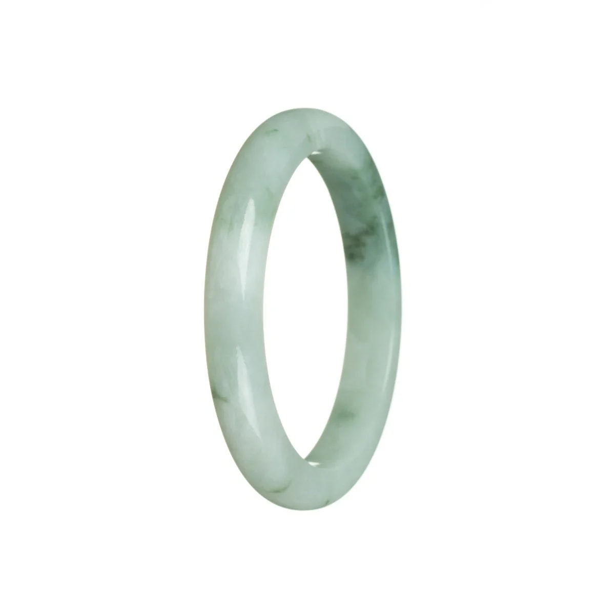 Authentic Grade A Pale green with pattern Jadeite Jade Bracelet - 55mm Semi Round - Image 3