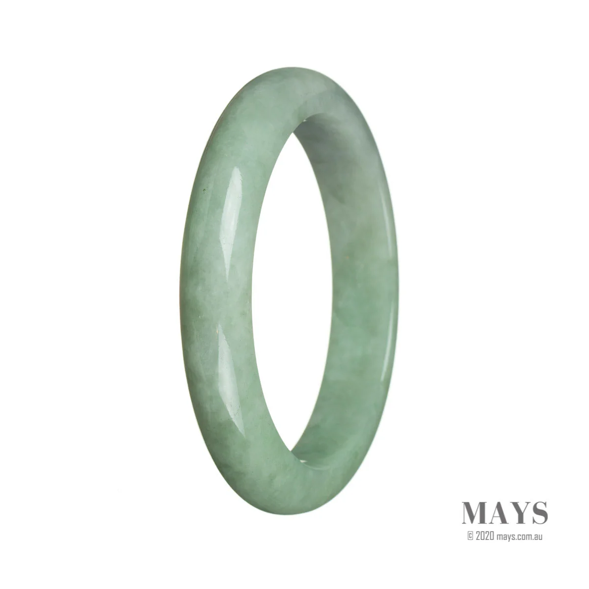 Genuine Type A Green Burma Jade Bracelet - 58mm Semi Round - Image 3