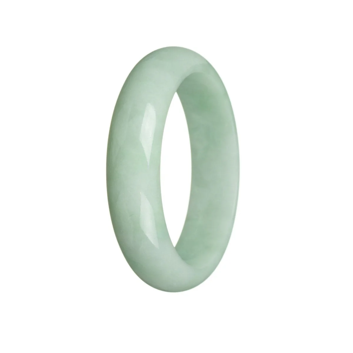 Authentic Untreated Light green Jadeite Jade Bangle - 58mm Half Moon - Image 2