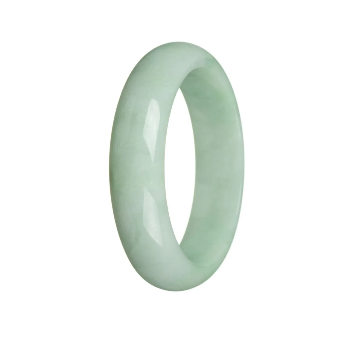 Authentic Untreated Light green Jadeite Jade Bangle - 58mm Half Moon - Image 3