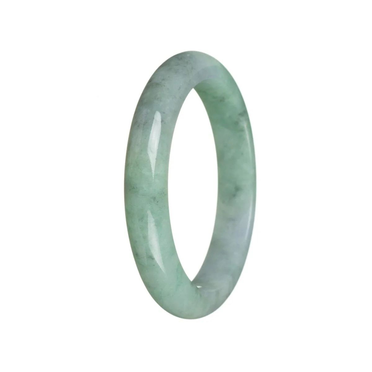Authentic Type A Apple green Burmese Jade Bracelet - 60mm Semi Round