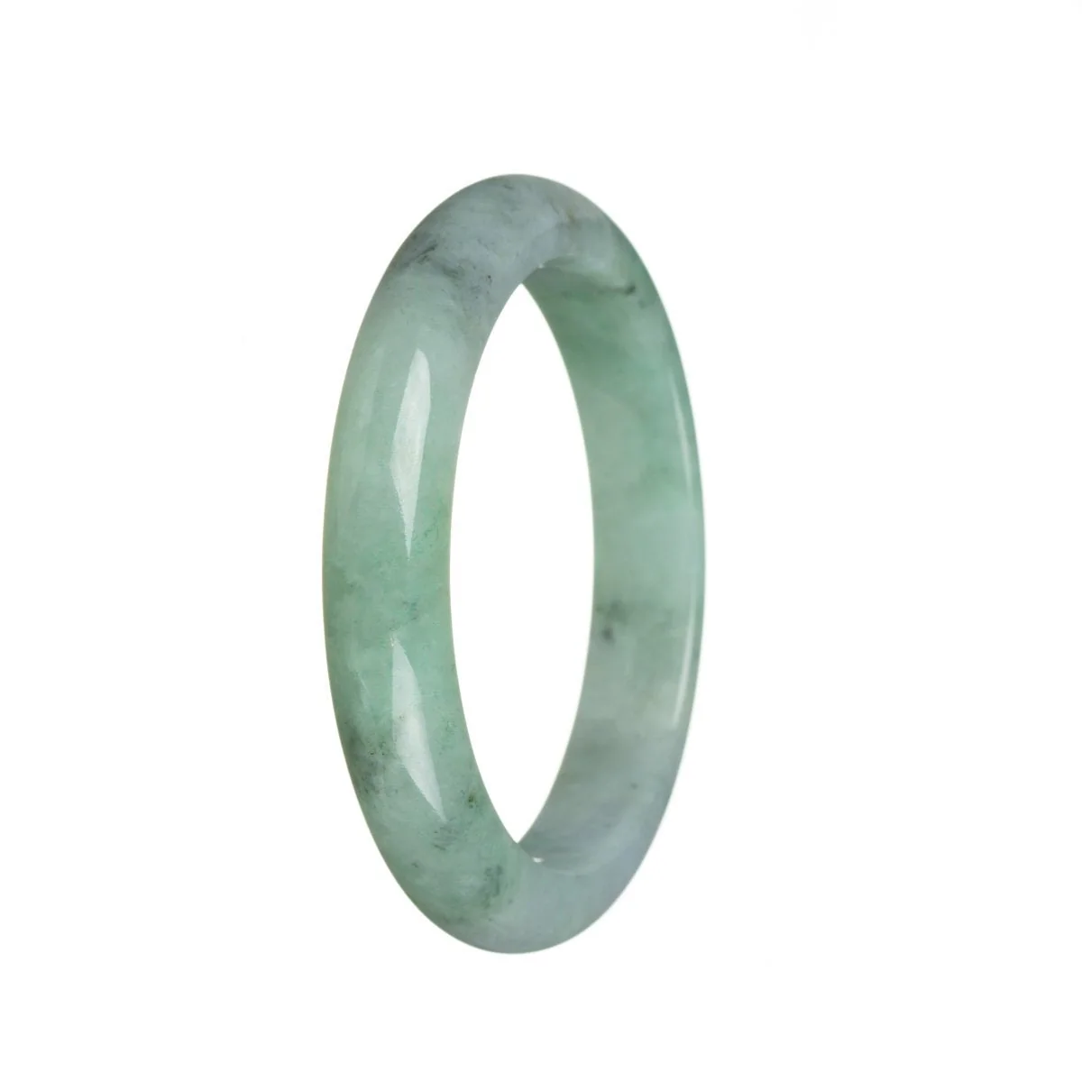 Authentic Type A Apple green Burmese Jade Bracelet - 60mm Semi Round - Image 2