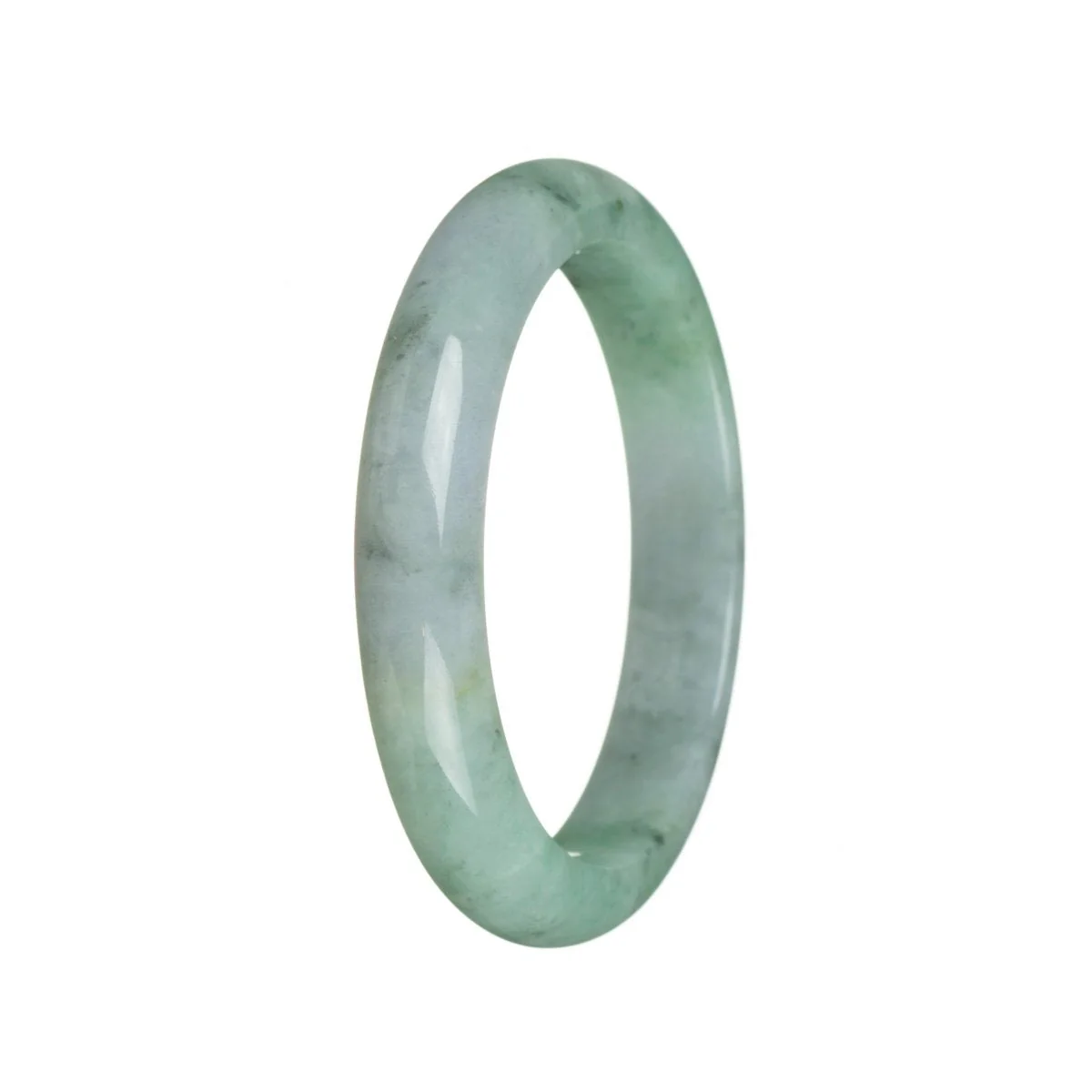 Authentic Type A Apple green Burmese Jade Bracelet - 60mm Semi Round - Image 3