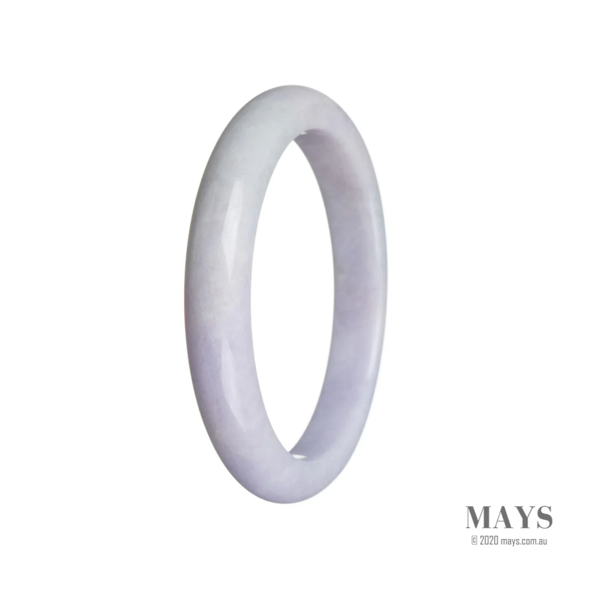 Genuine Grade A Lavender Traditional Jade Bangle - 59mm Semi Round - Image 3