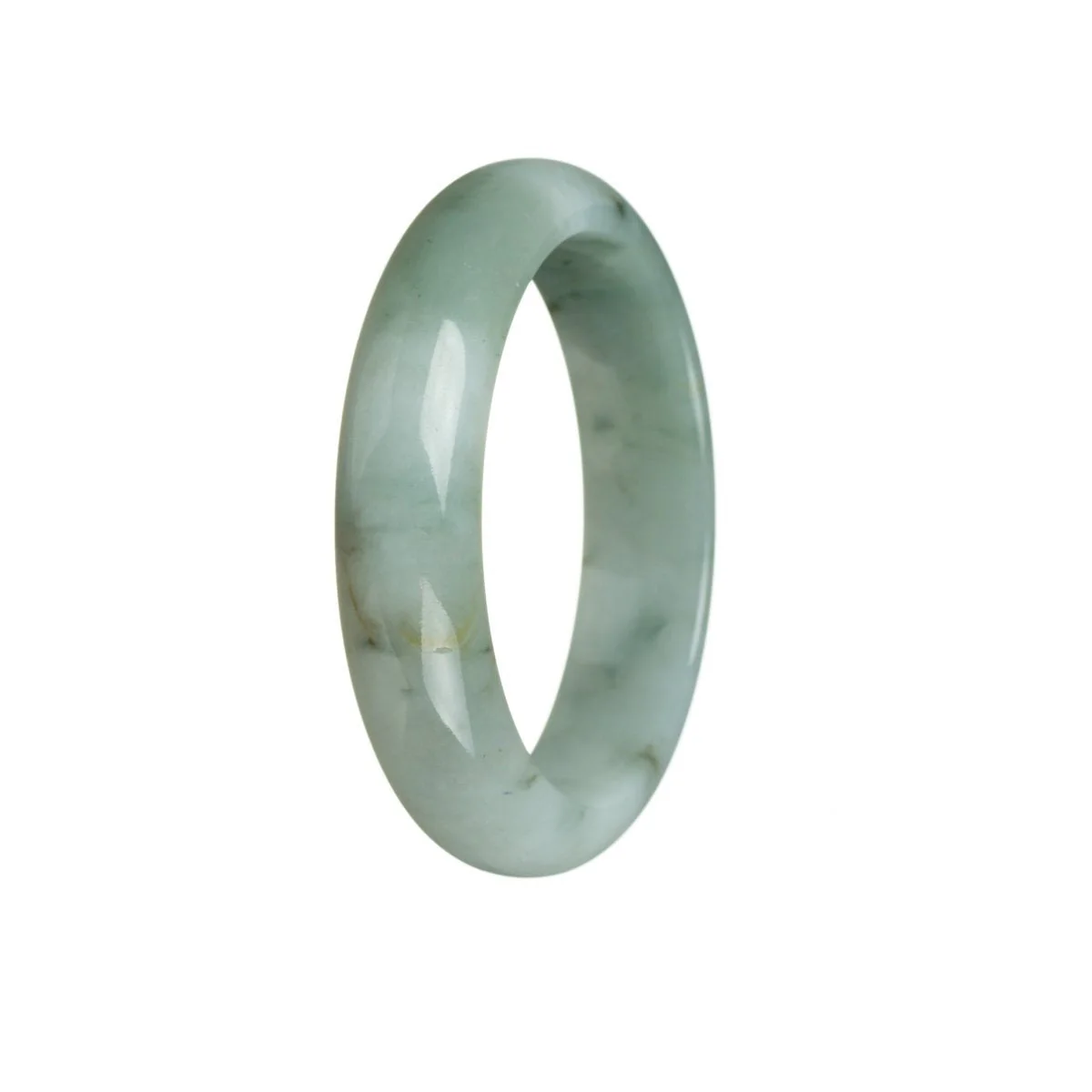 Real Untreated White flower Jadeite Jade Bracelet - 55mm Half Moon - Image 3