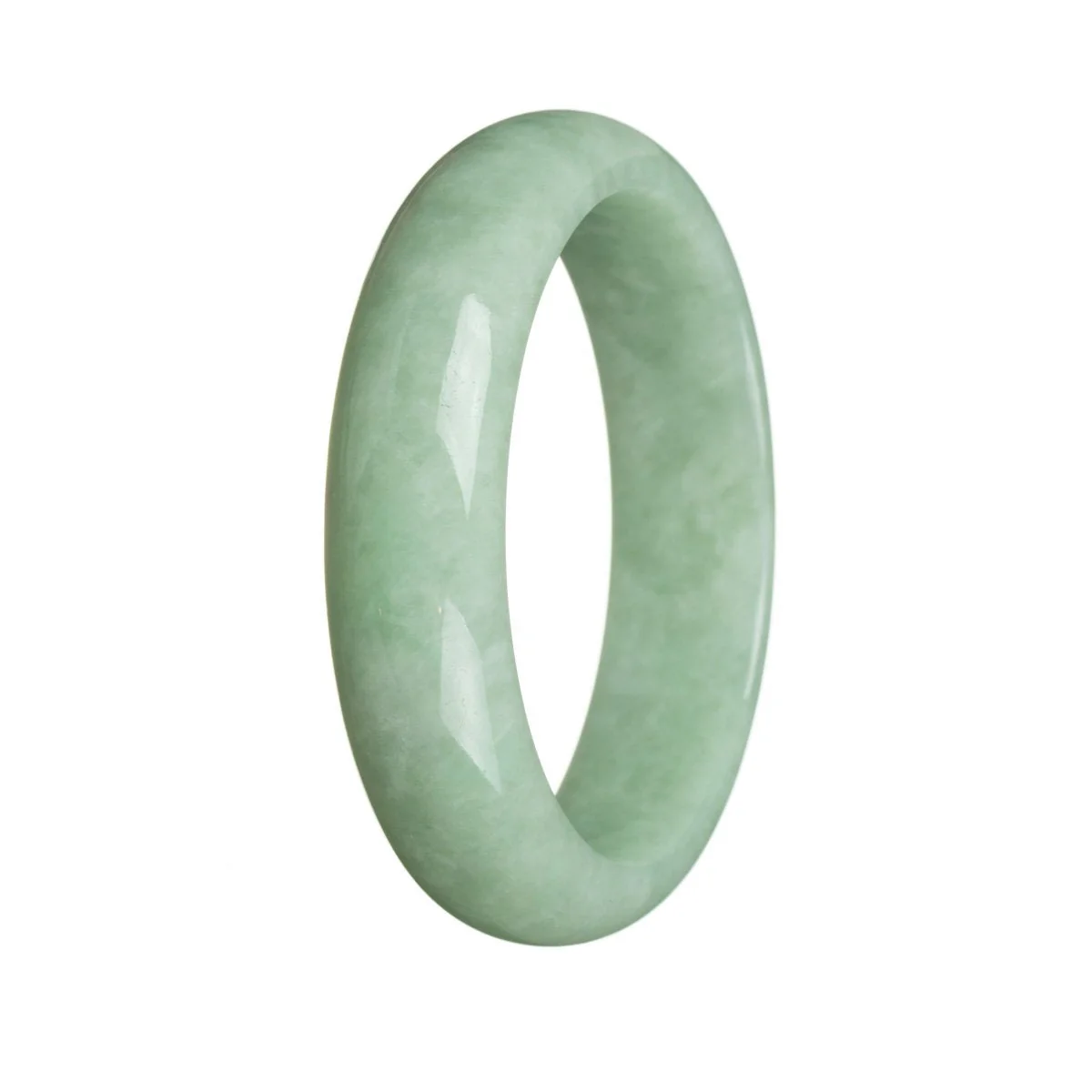 Certified Grade A Green Burmese Jade Bracelet - 58mm Half Moon