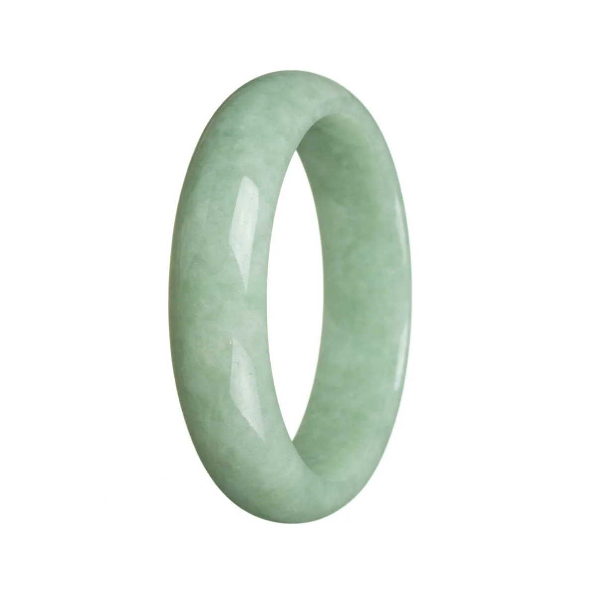 Certified Grade A Green Burmese Jade Bracelet - 58mm Half Moon - Image 2