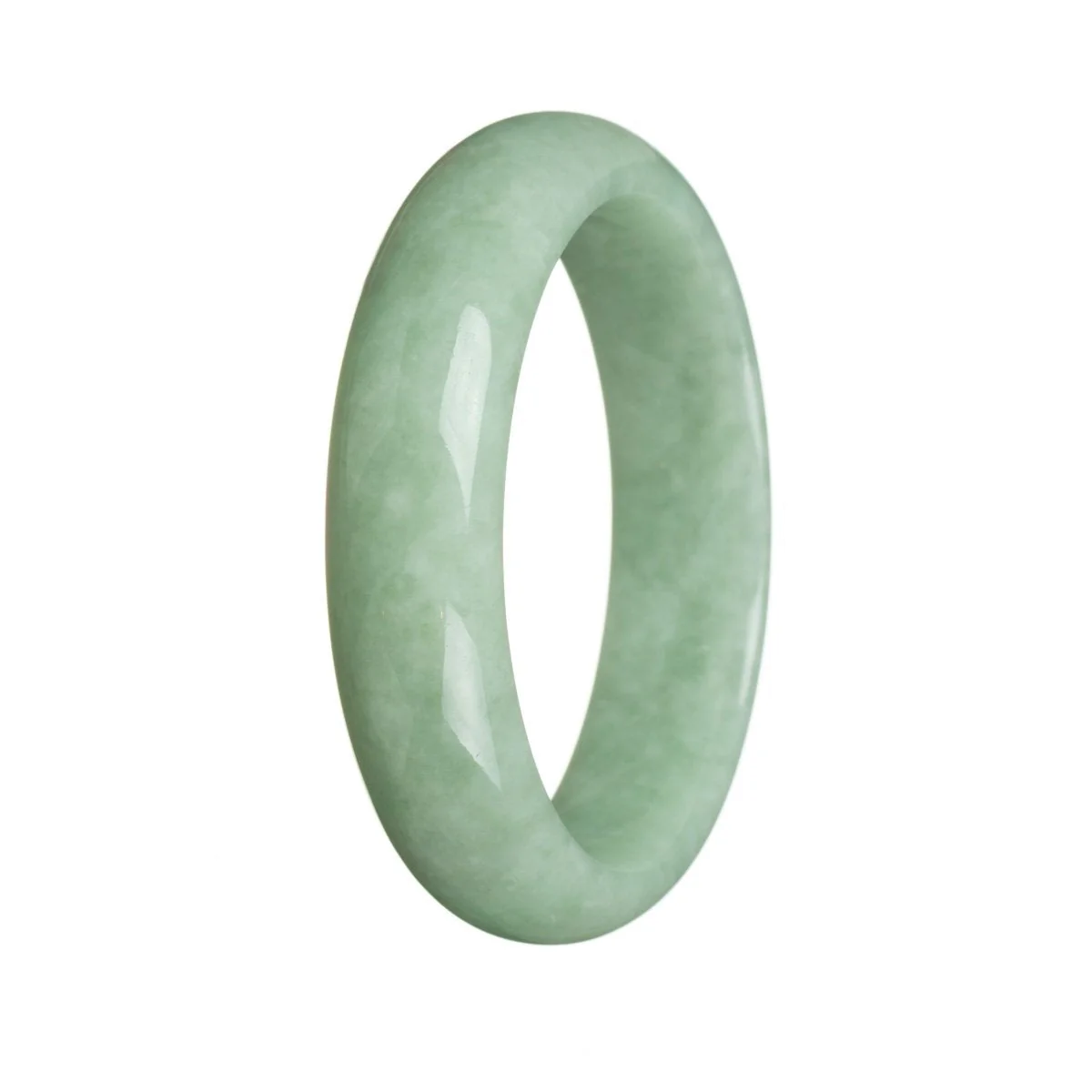Certified Grade A Green Burmese Jade Bracelet - 58mm Half Moon - Image 3