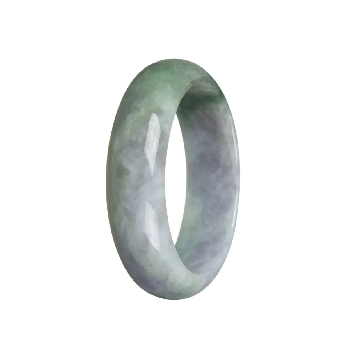 Genuine Untreated Lavender with green Traditional Jade Bracelet - 52mm Half Moon