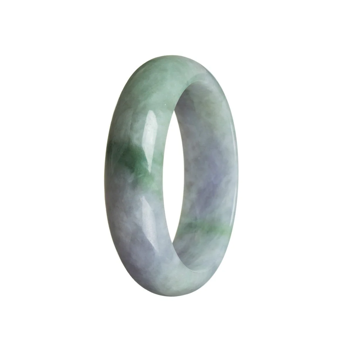 Genuine Untreated Lavender with green Traditional Jade Bracelet - 52mm Half Moon - Image 2
