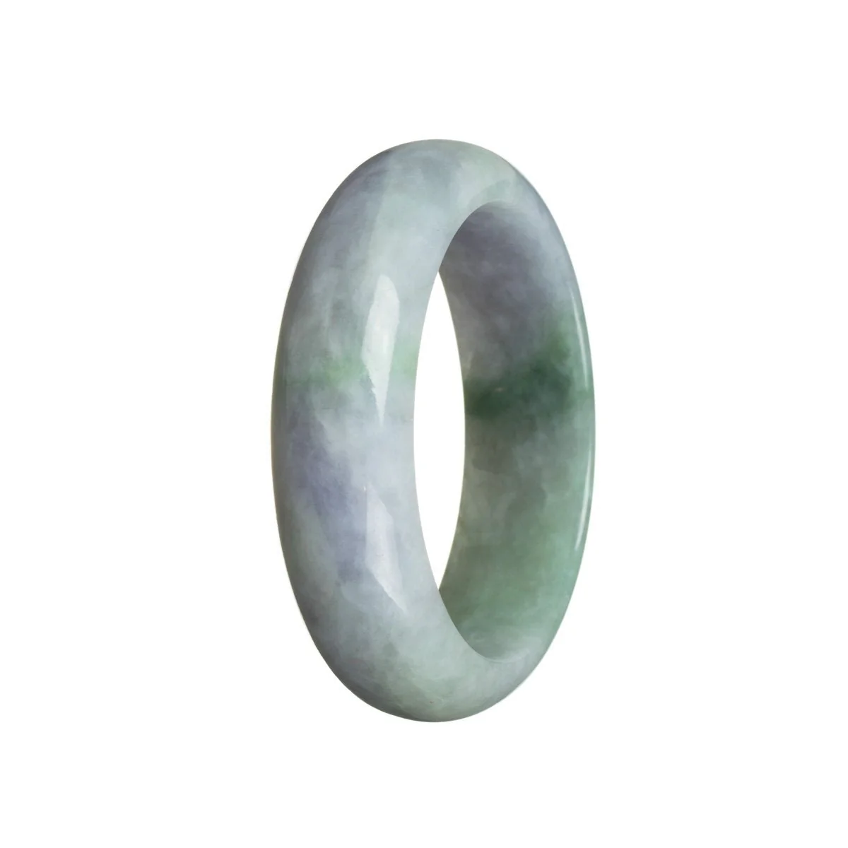 Genuine Untreated Lavender with green Traditional Jade Bracelet - 52mm Half Moon - Image 3