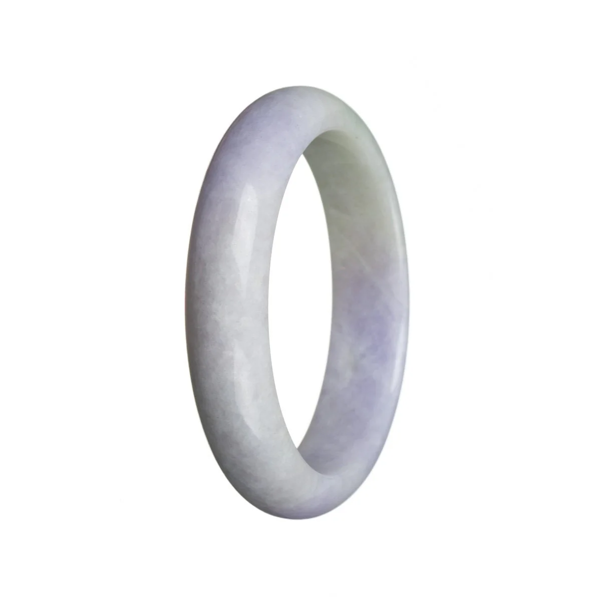 Authentic Grade A Lavender with hints of green Traditional Jade Bracelet - 55mm Semi Round - Image 3