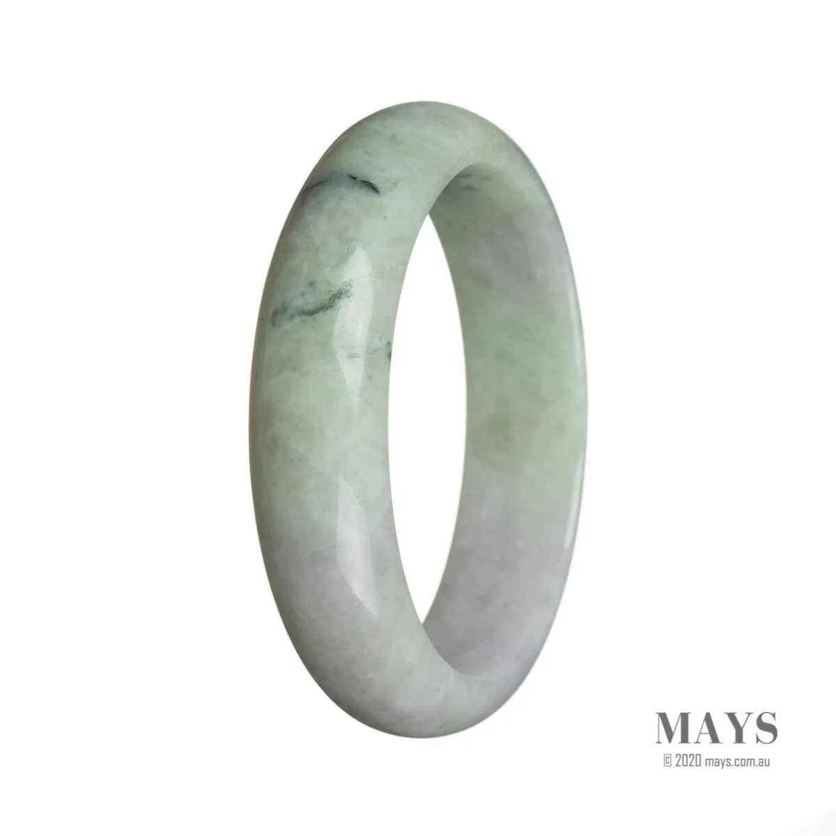 Genuine Type A Green with slight lavender Jadeite Bracelet - 58mm Half Moon