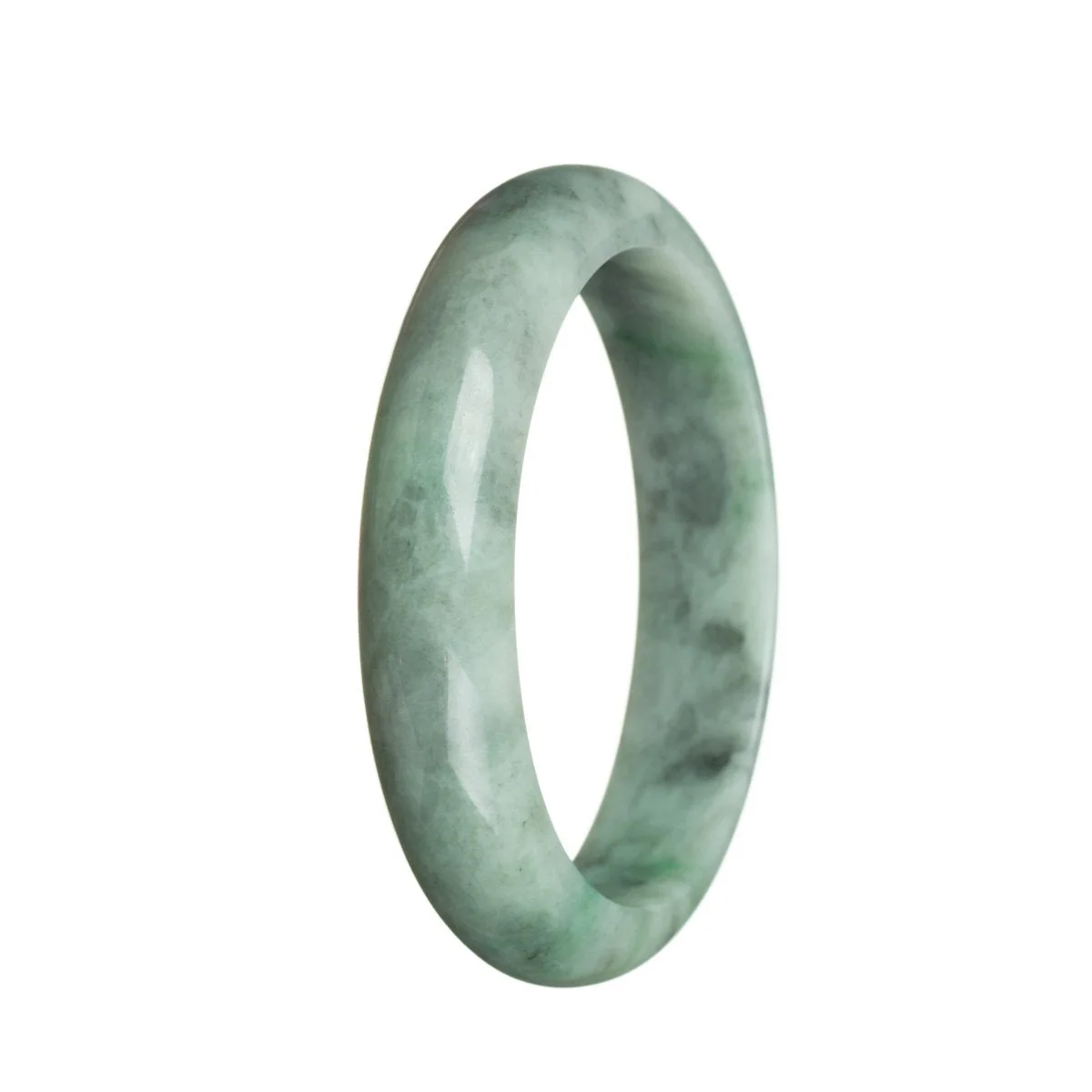Certified Natural Green Jadeite Jade Bangle Bracelet - 59mm Half Moon - Image 3