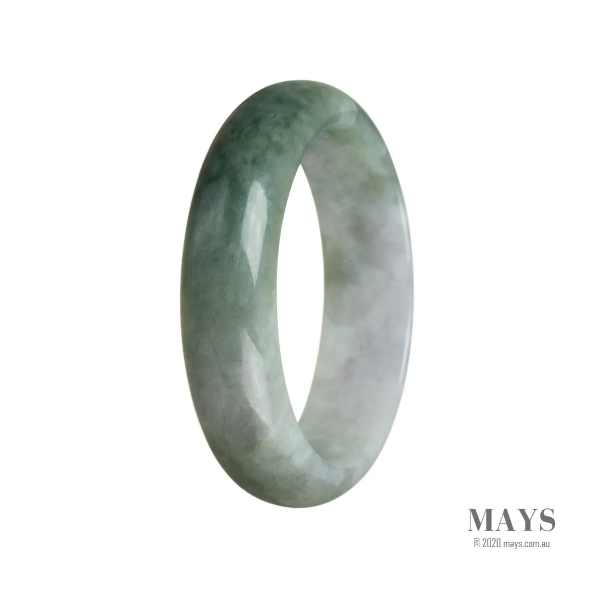 Genuine Grade A Green with a hint of lavender Jadeite Jade Bangle Bracelet - 55mm Half Moon